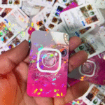 holographic sparkle insta business cards